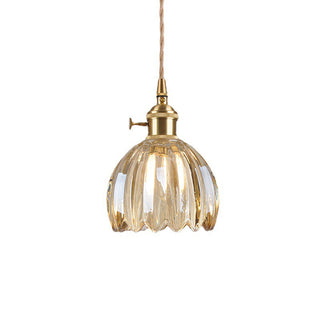 Lámpara Colgante Mid-Century - Pantalla de Cristal Transparente con Forma de Flor | Lámpara Colgante Ajustable