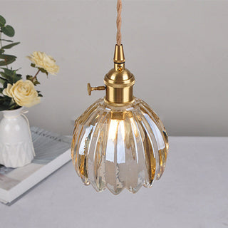 Adjustable mid-century pendant with glass flower shape
