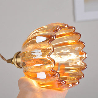 Mid-Century Pendant Light - Clear Glass Flower Shade | Adjustable Hanging Light