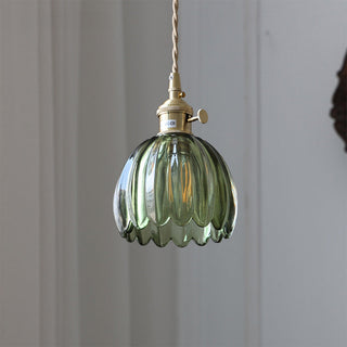 Mid-century pendant with clear glass flower shade design