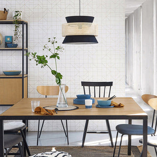 Vintage rattan fabric pendant hanging — warm ambient ceiling lamp