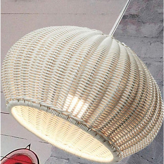 Bauhaus woven pendant from above — rattan lantern ceiling lamp
