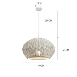 Rattan Bauhaus lantern pendant lamp — woven modern ceiling fixture