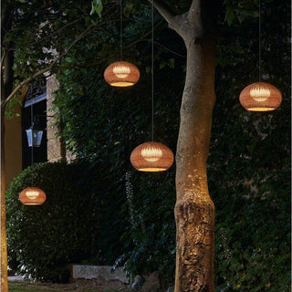 Bauhaus Pendant Light – Woven Lantern Shade with Rattan Frame for Modern Decor