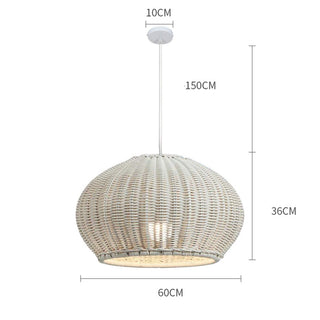 Bauhaus Pendant Light – Woven Lantern Shade with Rattan Frame for Modern Decor