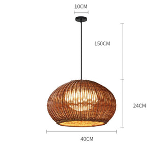 Bauhaus Pendant Light – Woven Lantern Shade with Rattan Frame for Modern Decor