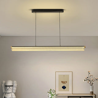 Modern acrylic pendant top view — long LED soft glow ceiling