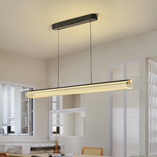 Long LED pendant from above — modern acrylic ceiling lamp