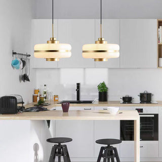 Glass Scandinavian pendant side view — metal soft glow fixture