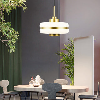 Scandinavian glass pendant — metal soft glow ceiling hanging lamp