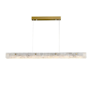 Long strip LED pendant top view — marble luxury fixture