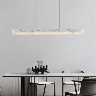 Luxury LED strip pendant detail — marble contemporary fixture
