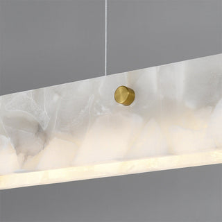 Marble long pendant side angle — luxury LED strip ceiling lamp
