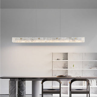 Marble luxury pendant in interior — long LED strip lamp