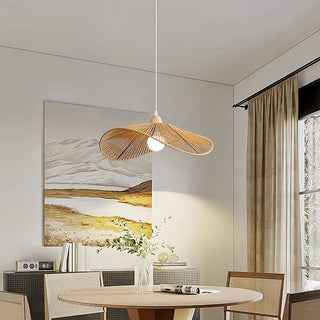 Rattan natural pendant lamp — adjustable hanging ceiling light