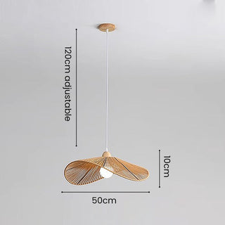 Natural rattan pendant top view — adjustable hanging fixture