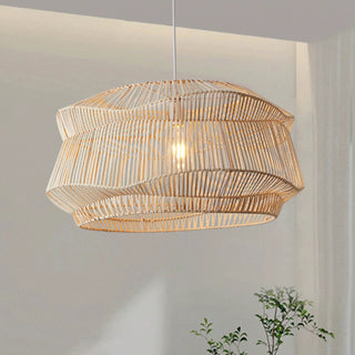 Natural rattan pendant hanging — handmade adjustable ceiling lamp