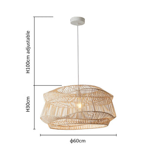 Natural rattan pendant lamp — handmade adjustable ceiling fixture