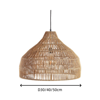 Rustic rope ceiling lamp casting warm ambient glow
