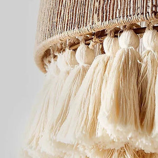 Bohemian round pendant with handmade rope shade design