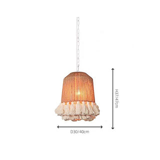 Round rope pendant lamp — bohemian adjustable ceiling light