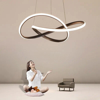Organic Design Chandelier – Modern Aluminum Light Fixture with Clover Lampshade