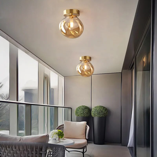 Durable Ceiling Light – Oval Glass Shade with Metal Halide Lamp Included