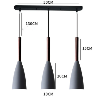 Scandinavian Pendant Lamp – Three Light Fixture with Metal Wood Pendant & Natural Wood Collar