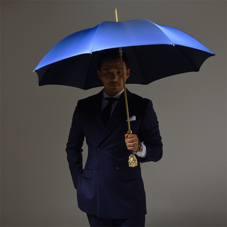 Luxury blue lion handle automatic handmade Italian men's umbrella open