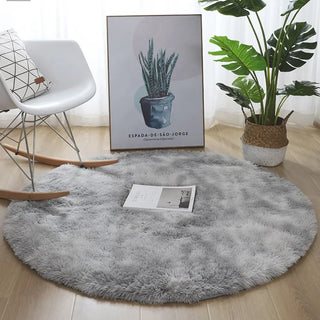 round light grey kilim style polyester area rug floor mat side view