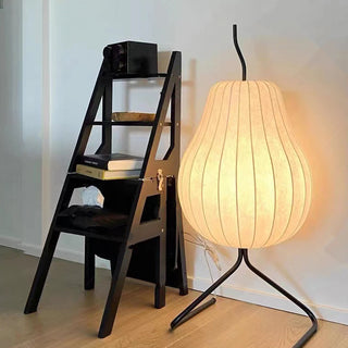 Silk pear floor lamp front — modern soft glow design