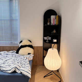 Pear silk lamp setting — modern soft glow wide view