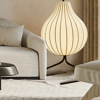 Pear silk lamp close-up — soft glow detail