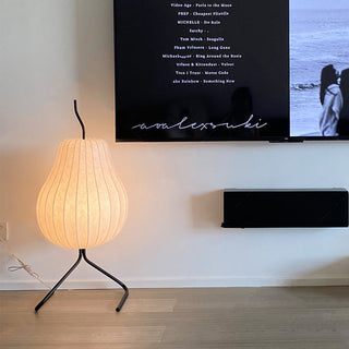 Silk pear floor lamp detail — soft glow warm texture
