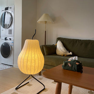 Modern pear floor lamp wide — silk soft warm glow