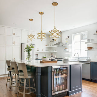 Adjustable hallway pendant — star glass black gold