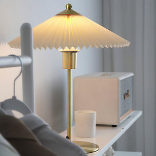 Vintage metal base lamp wide — mid century pleated