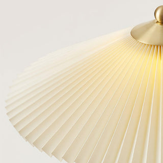 Mid century table lamp detail — vintage pleated metal