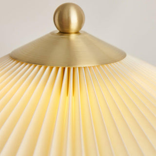 Vintage pleated metal lamp — mid century warm glow