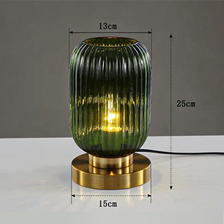 Ribbed Glass Table Lamp – Nordic Designer Lamp with Brushed Gold Base