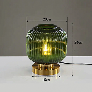 Ribbed Glass Table Lamp – Nordic Designer Lamp with Brushed Gold Base