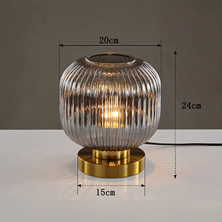 Ribbed Glass Table Lamp – Nordic Designer Lamp with Brushed Gold Base