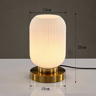 Ribbed Glass Table Lamp – Nordic Designer Lamp with Brushed Gold Base