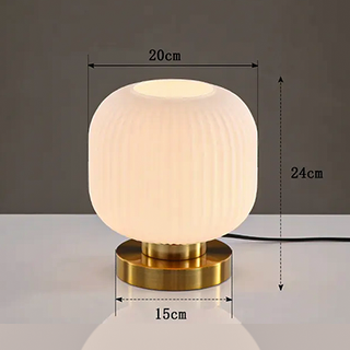 Ribbed Glass Table Lamp – Nordic Designer Lamp with Brushed Gold Base