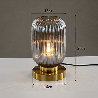 Ribbed Glass Table Lamp – Nordic Designer Lamp with Brushed Gold Base