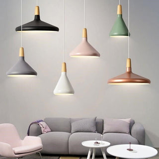 Suspension conique en métal coloré - Luminaire moderne avec cordon réglable