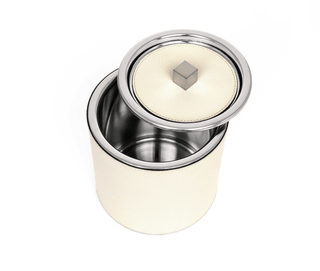 chrome ice bucket luxury calf leather chrome-plated steel insulated cooler close-up
