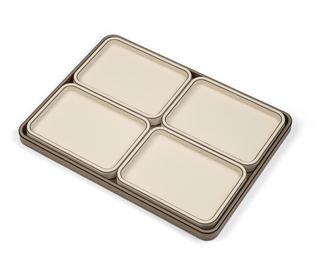 calfskin leather tray pinetti hand-stitched rectangular serving tray wooden base detail