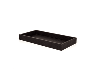 calfskin leather tray pinetti hand-stitched samurai decorative serving tray wooden structure front view
