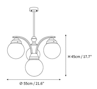 Round glass chandelier chrome vintage finish bedroom pendant